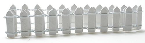 Dollhouse Miniature 1 Inch White Picket Fence, 18 Inches Long